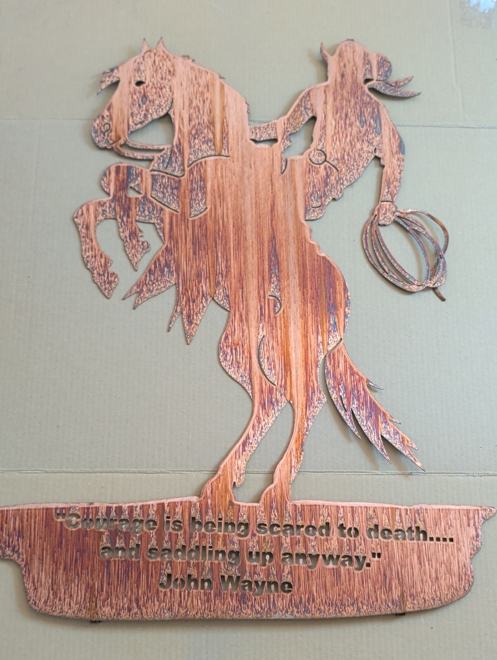 Laser Cut Metal Cowboy Horse Wall Sculpture John Wayne Quote Rodeo Wild West